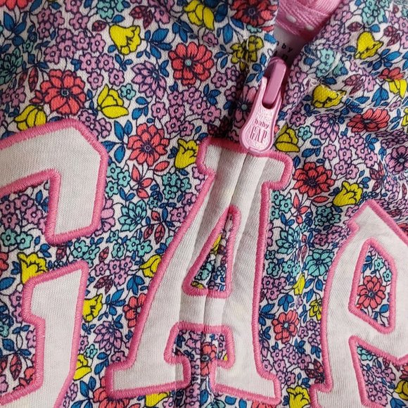 'GAP' FLORAL FLEECE LOGO HOODIE FULL~ZIP JACKET - Picture 10 of 16